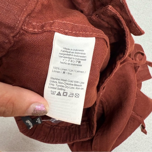Madewell 100% Linen Pull-On Drawstring Shorts Henna Size Medium NWT - Picture 4 of 7